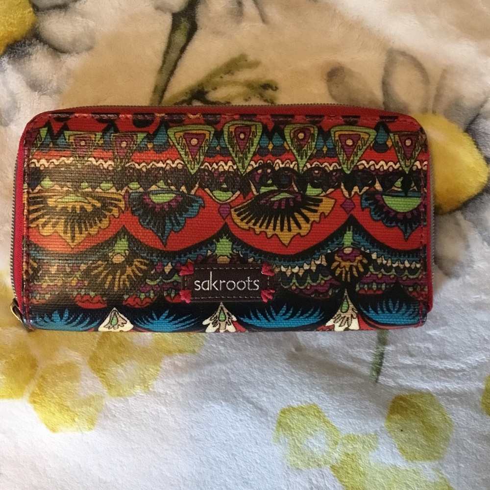 Sakroots Red and Blue elephant Patterned Wallet